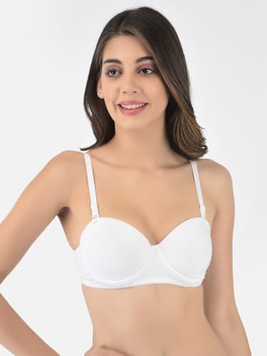 Image of Softline Women's Cotton Rich Padded Wired Demi-Cup Bra | Seamless, Breathable & Soft Fabric | Everyday Comfort & Support