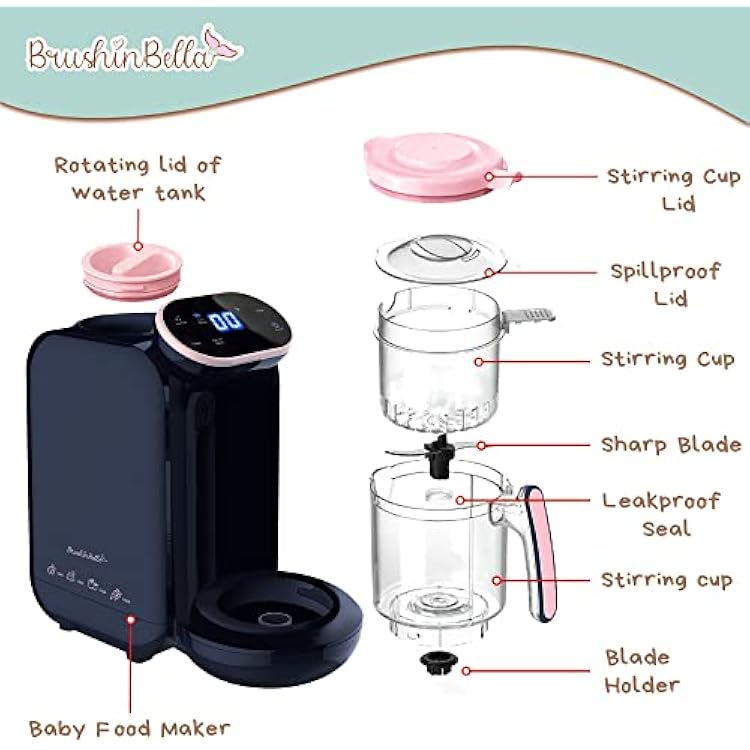 Baby Food Maker 5-in-1 Baby Food Processor with Soup Tray, Baby Puree Maker Machine, Grinder, Steamer, Touch Screen, Auto and Manual Blend, Bottle Warmer