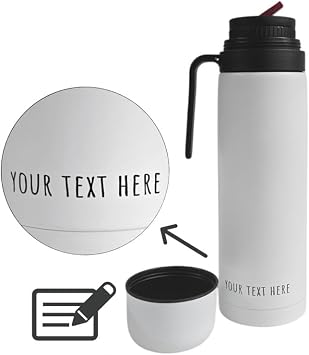 Gaucho Bruno Yerba Mate Flask - Thermal Drink Container with Precision Pour Spout, Handle & Screw Lid - Insulated Canteen for Hot & Cold Beverage - White Coated Stainless Steel - 1L Customizable