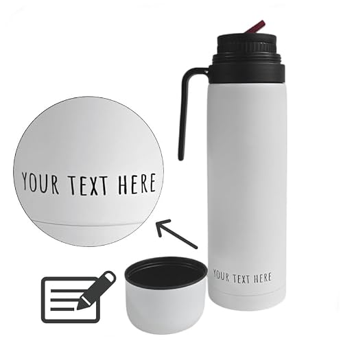 Gaucho Bruno Yerba Mate Flask - Thermal Drink Container with Precision Pour Spout, Handle & Screw Lid - Insulated Canteen for Hot & Cold Beverage - White Coated Stainless Steel - 1L Customizable