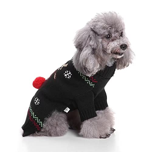 Cute Black Christmas Reindeer Sweater For Small Dogs Cats Winter Warm Sweater School Style Shirt Outfits Clothes S #TOP20