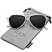 SojoS Classic Metal Double Bridge Aviator Style Flash Mirror Lenses Sunglasses SJ1040 With Gold Frame/Grey Lens
