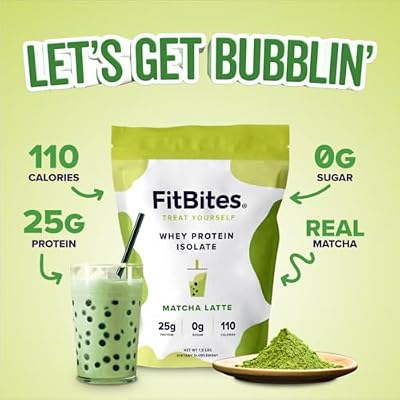 100% Whey Isolate Protein Powder (Matcha Latte), 5.9g BCAAs, Gluten Free, Zero Sugar, Fast Absorbing, Easy Digesting