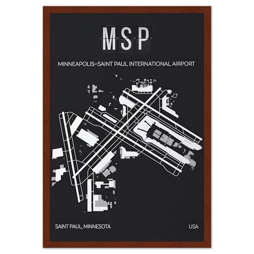 Airport Map Wall Art with Runway Details - Personalized Aviation Gift for Pilots, Travellers, and Aviation Enthiusiasts - Custom-Framed Print Room Decor for Men - USA-Made for Home & Office