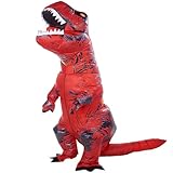 ATDAWN Inflatable Dinosaur Costume, Giant T-Rex Red Inflatable Halloween Cosplay Costume for Adults, Blow Up Costume