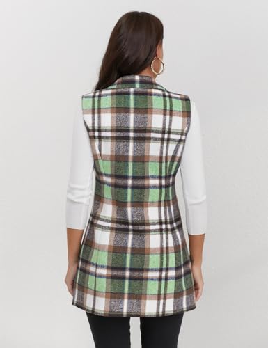Image of IDEALSANXUN Plaid Vest for Women Fall Winter Sleeveless Blazer Jackets
