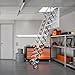 GFFQLXHT Attic Ladder, 660LBS Heavy Duty Retractable Ceiling Stair with Handrails - 12 Step Folding Pull Down System for 8.8-9.8ft Ceilings, Fits 39.4x31.5 in Opening, Alloy Steel