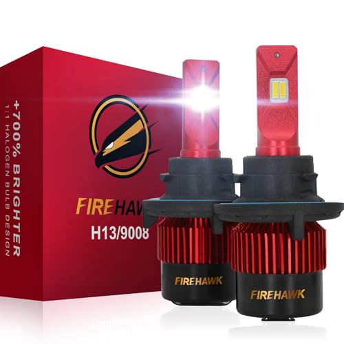 Firehawk 2026 New H13/9008 LED Bulbs 50000LM 700% Brighter 6000K Cool White Japanese Chips IP68 Waterproof Fog Light, Pack of 2