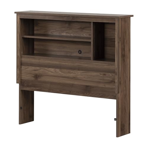 South Shore Furniture Yodi Bookcase Headboard, Twin, Natural Walnut