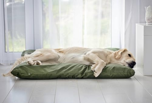 4L Textil ZOE Hundekissen wasserfest mit Bezug Hundebett wasserabweisend Hundekissen große Hunde waschbares Hundebett große Hunde (120x100 cm, Dunkelgrün)