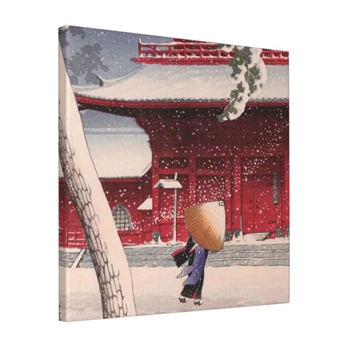 絵画 フレーム装飾画 川瀬巴水 東京二十景 芝増上寺 キャンバスアート アートパネル 壁画 壁掛け 絵 モダンアート 版画 壁飾り 世界の名画 ポスター 40x40cm