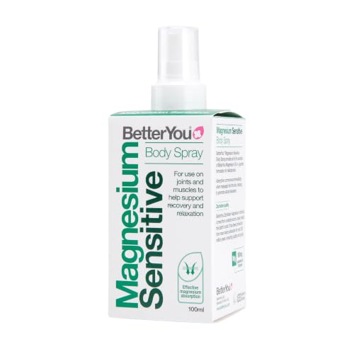 Image of BetterYou Magnesium Sensitive Body Spray, Pure, Clean and Natural Source of Chlorides, Spray, Vegan & Palm-Oil Free, 100 ml (600 Sprays)