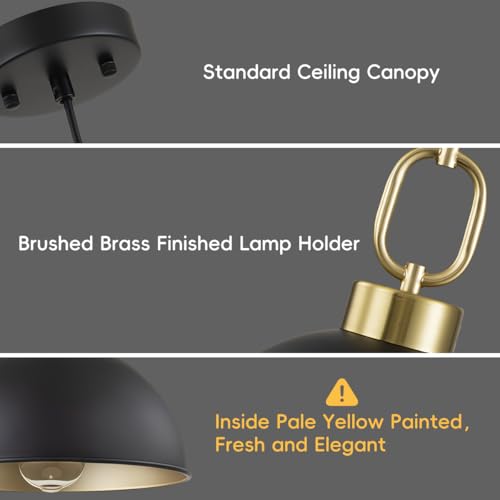 TinHon 2 Pack Farmhouse Black Pendant Lights Kitchen Island, 10'' Industrial Dome Pendant Light Fixtures, Adjustable Height Modern Hanging Light for Kitchen Dining Room Entryway Bar by TinHon - Used condition - Image 6
