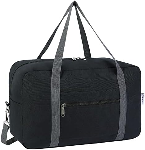 for Ryanair Airlines Cabin Bag 40x20x25 Underseat Foldable Travel Duffel Bag Holdall Tote Carry on Hand Luggage Overnight for Women and Men 20L (Black)