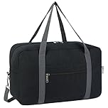 Narwey for Ryanair Cabin Bags 40x30x20 Underseat Foldable Travel Duffel Bag Holdall Tote Carry on Hand Luggage Overnight for Women and Men 20L (Black (with Shoulder Strap))