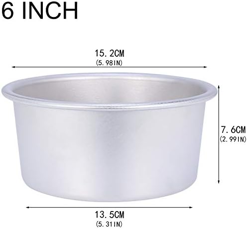 FRIUSATE 4 Pack 6-Inch Cake Tin, Non-Stick Deep Aluminum Round Cake Pan with Removable Bottom, Baking Pan for Wedding/Birthday/Christmas, Cake Baking Round Cake Tin Set with Loose Base