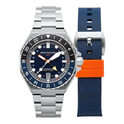 Relógio masculino Spinnaker SP-5119 Dumas GMT Movimento Seiko NH34 automático, de mergulho, caixa de aço inoxidável de 44 mm, resistente à água 300 m, pulseira de aço inoxidável, Azul-marinho e preto