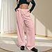 bawilom Womens Wide Leg Sweatpants Baggy Sweat Pants with Pockets High Waisted Drawstring Fashion Track Joggers with Pockets Pink