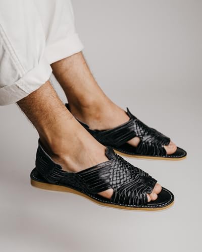 Mexico en la Piel Handmade Pachuco Leather Huaraches for Men - Open-Toe Flats with Crepe Sole, Slip-On Design, Comfortable and Stylish, Sizes 7us - 13us4