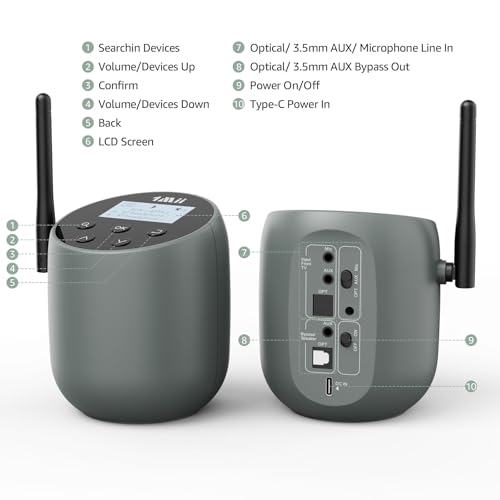 1Mii DS70 Bluetooth 5.3 TV Transmitter for 2 Headphones/Speakers w/ Screen - image 7