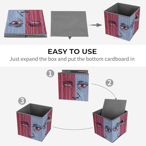 Bac de rangement empilable et pliable à rayures pour vêtements - 5