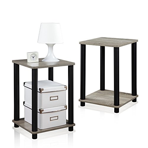 Furinno Stylish End Table, French Oak Grey/Black,2-Pack (2-99800Gyw) #TOP3