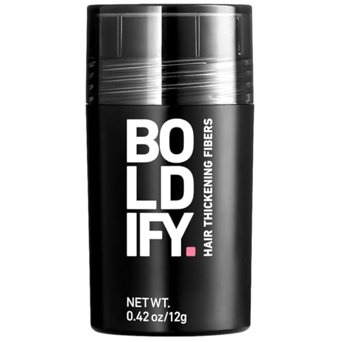 Boldify Hair Fibers for Thickening - Undetectable & Natural Bottle Conceals Loss in 15 Sec - Thickener & Topper for Fine Hair - Women & Men - Black, 12 Grams