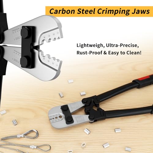 BOSIMUX Wire Rope Crimping Tool 1/8'', Steel Crimper & 50pcs Alum. Sleeves by BOSIMUX - Used condition - Image 5