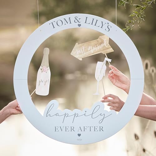 Ginger Ray Personalised Wedding Photo Booth Party Selfie Frame Decoration, White