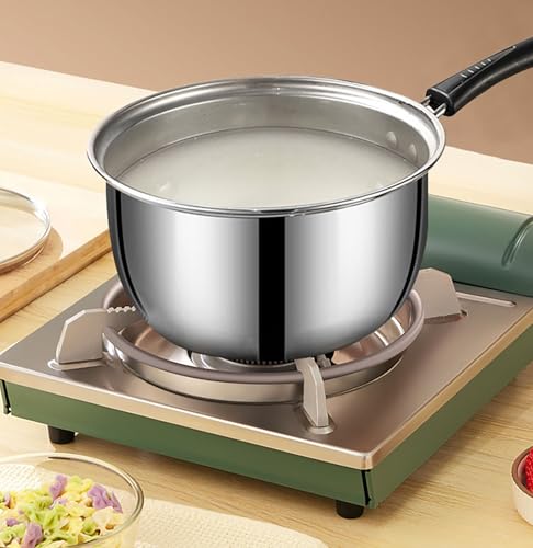 Cazo de acero inoxidable de 1.3 cuartos con tapa y mango largo para leche 6