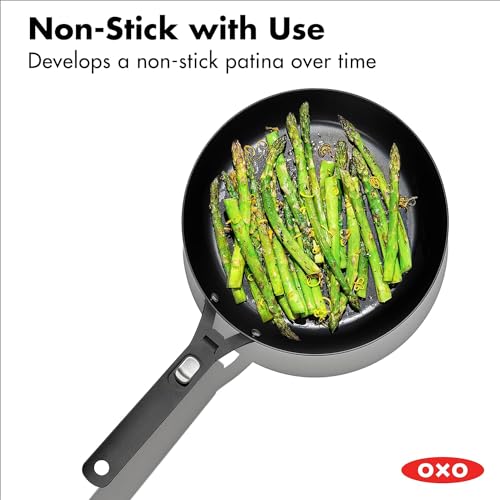 OXO Outdoor Pre-Seasoned Carbon Steel 10" Frying Pan Skillet, Detachable Handle for Easy Storage, Indoor Use, Nonstick with Use, Induction Suitable,Oven & Broiler Safe,Browning, Grill,Sear,Saute,Black by OXO - Image 6