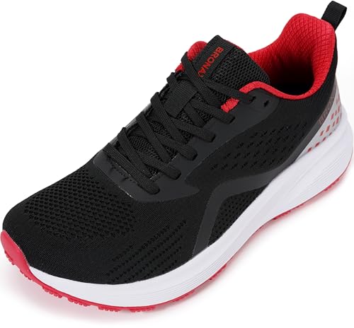 Best Shoes for Fat Guys: Comfort & Support Guide 14 BRONAX Mens Wide Toe Box Running Tennis Shoes Gym Tennis Athletics Size 9.5 Sports Mesh Walking Rubber Outsole Sneakers for Male Black Red 43