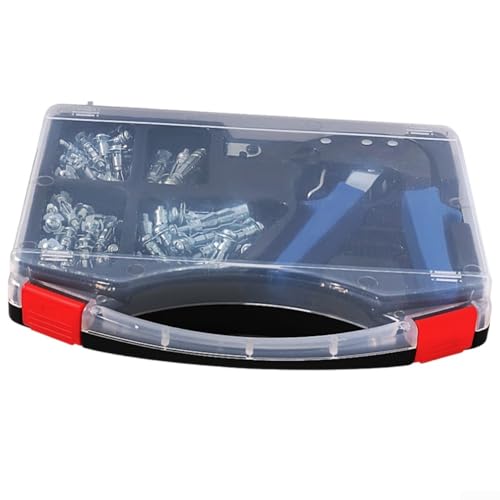Eawfgtuw Set di rivetti per ancoraggio a parete cava in acciaio al carbonio M4/M5, per installazione di cartongesso, intonaco, piastrelle, con 72 tasselli in custodia di plastica (set da 72 pezzi)