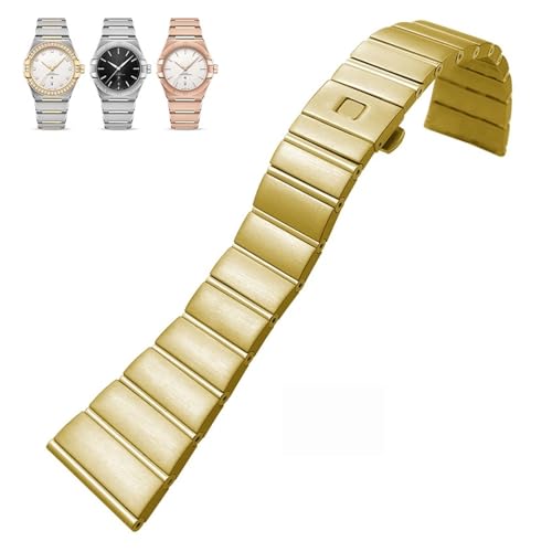 Bracelet de montre en acier inoxydable concave 17mm 18mm compatible Omega Constellation argent