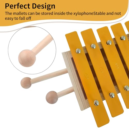 summvox 13 Keys Xylophone Cute Glockenspiel Metal Keys Percussion Rhythm Handheld Musical Instrument with 2 Mallets For Beginners&Music Education