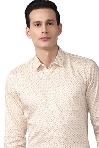 Image of Peter England Men Cream Slim Fit Full Sleeves Formal Shirt