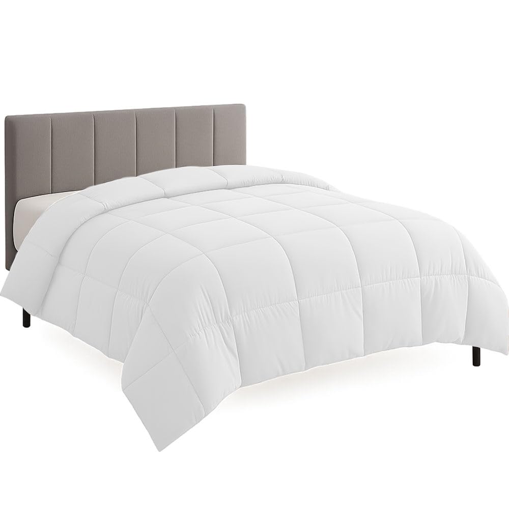 Oversized Queen Size Comforter Set - All Season Down Alternative Bedding Comforter Set - Quilted Duvet Insert with Corner Tabs - Box Stitched Blanket - Breathable, Soft - White