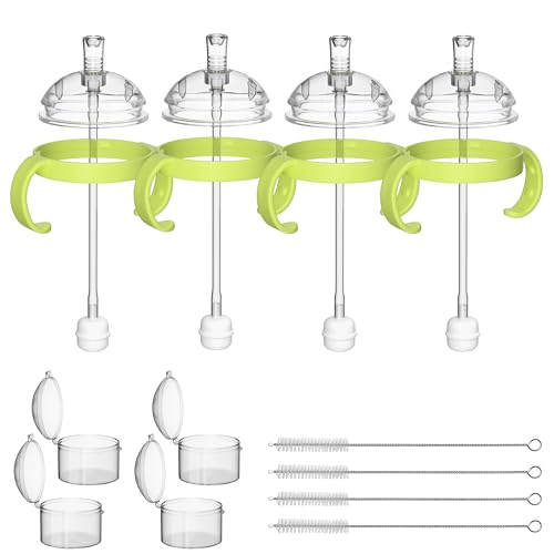 Image of Cathill Straw Sippy Cup Conversion Kit for Comotomo Baby Bottles-5oz and 8oz, Transition Sippy Cup Kits with Sippy Nipples, Weighted Straw, Handles, Brushes, Storage Case, 8m+, 4 Pack
