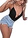 SweatyRocks Women's Deep V Neck Backless Cami Top Ruched Wrap Bodysuit Jumpsuit Black L