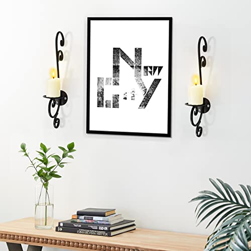 Dyna-Living Wall Sconces Set Of Two Black Candle Sconces Wrought Iron Wall-Mounted Candle Holders For Wedding Fireplace Home Decor Porch Yard Pathway Lighting #TOP6