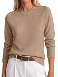 ANRABESS Women Long Sleeve Rolled Neck Fall Lightweight Sweaters Top Tan