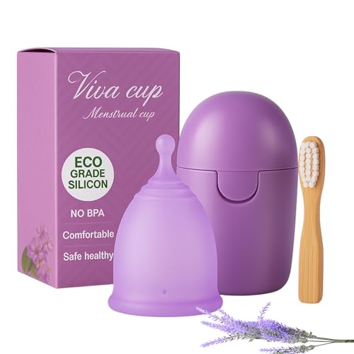 Kit de copa menstrual con esterilizador, silicona de grado médico, certificado por la FDA, incluye taza, caja de almacenamiento, cepillo de dientes y manual de instrucciones (S)