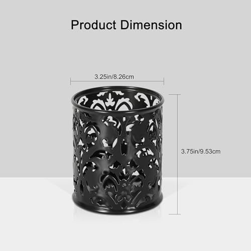 EasyPAG Black Pen Holder for Desk, 2 Pack Round Pen Organizer, Brush Holder for Vanity, Metal Pencil Cup Organizer for Home, Office, Classroom, School - Thumbnail 3