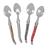 French Home Laguiole 4-Piece Coffee Spoons Set – Sophisticated Stainless Steel Spoons with Holly Berry Handles – Laguiole Flatware Set for Tea, Coffee, Desserts, and Ice Cream (6')