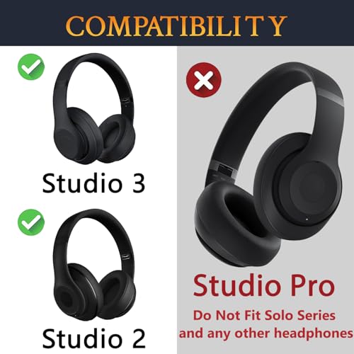 Image of SOULWIT Top+Bottom Headband Cover Kit for Beats Studio 3 & Studio 2 Wired & Wireless Headphones, Replacement Headstrap Pad Repair Part with Durable Silicone and Plastic - Studio3 Matte Black