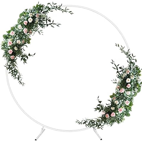 6.6ft Balloon Arch Kit Circle Backdrop Stand Metal Round Flower Ring Arch Wedding Arch for Valentine's Day,Wedding,Birthday,Halloween, Christmas,Garden Decoration(6.6ft, White) Cover