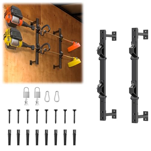 Weed Eater Rack for Enclosed Trailer with Locks, 2 Place Weedeater Rack for Open/Enclosed Trailers Spring Hasp Trimmer Rack 360° Pad Enclosed Trailer Accessories Lawn Care Equipment Cargo Rack by SJPULMO - Used condition - US$57.72