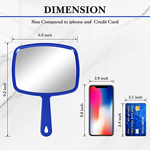 3 Pieces Hand Mirror Handheld Cosmetic Mirror With Handle, Makeup Hand Mirror Hairdressers Paddle Mirror Portable Vanity Mirror For Travel, Home And Salon Use (Red, Black, Blue, 9.17 X 6.53 Inch) #TOP2