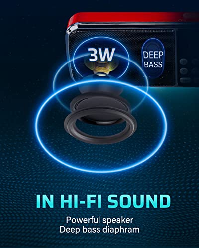 PRUNUS J-189 AM/FM/UKW Kleines Radio mit Bluetooth, Kofferradio mit Heavy Bass Lautsprechern, TF/USB/AUX-Player, Digital… - Image 6