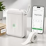 Etiquetadora Mini Impressora Térmica Portátil Bluetooth Rotuladora de Etiquetas Adesivas para Cozinha Escritório e Casa com Rolo de Etiquetas 12x40mm (Branco)